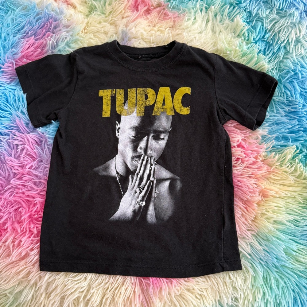 Tupac Shakur 2Pac Toddler Kids Black Graphic T-Shirt Size 4T Hip Hop Rap Tee